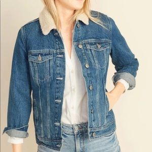 Old Navy Denim Sherpa Lined Jacket - Medium